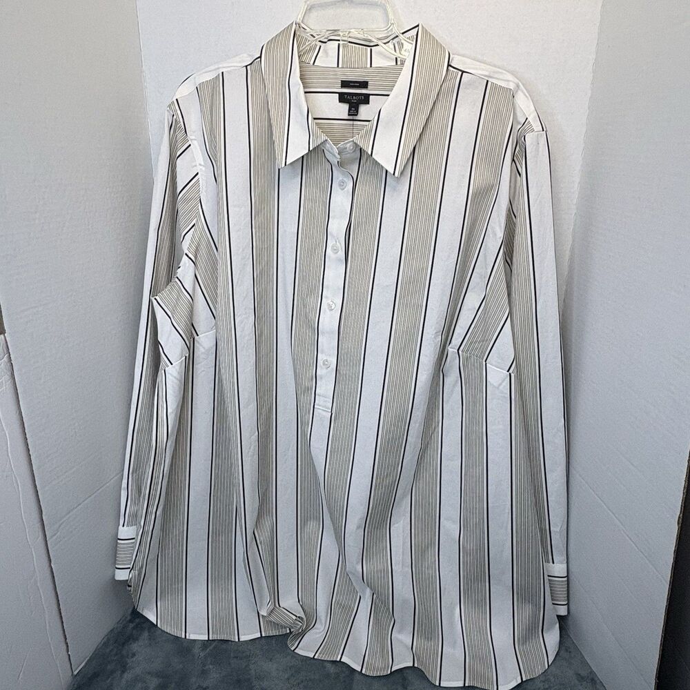 Talbots Women’s Non Iron Tunic Chatham Stripe 3XL Preppy Business Casual